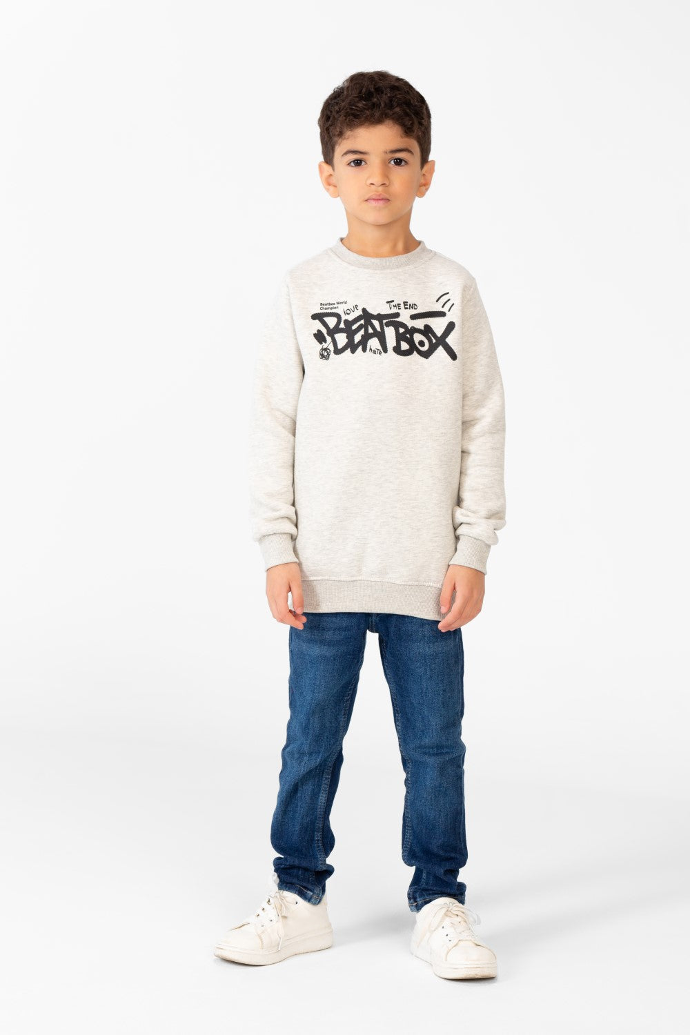 Boy's Printed Sweatshirt With Round Neck And Long Sleeves