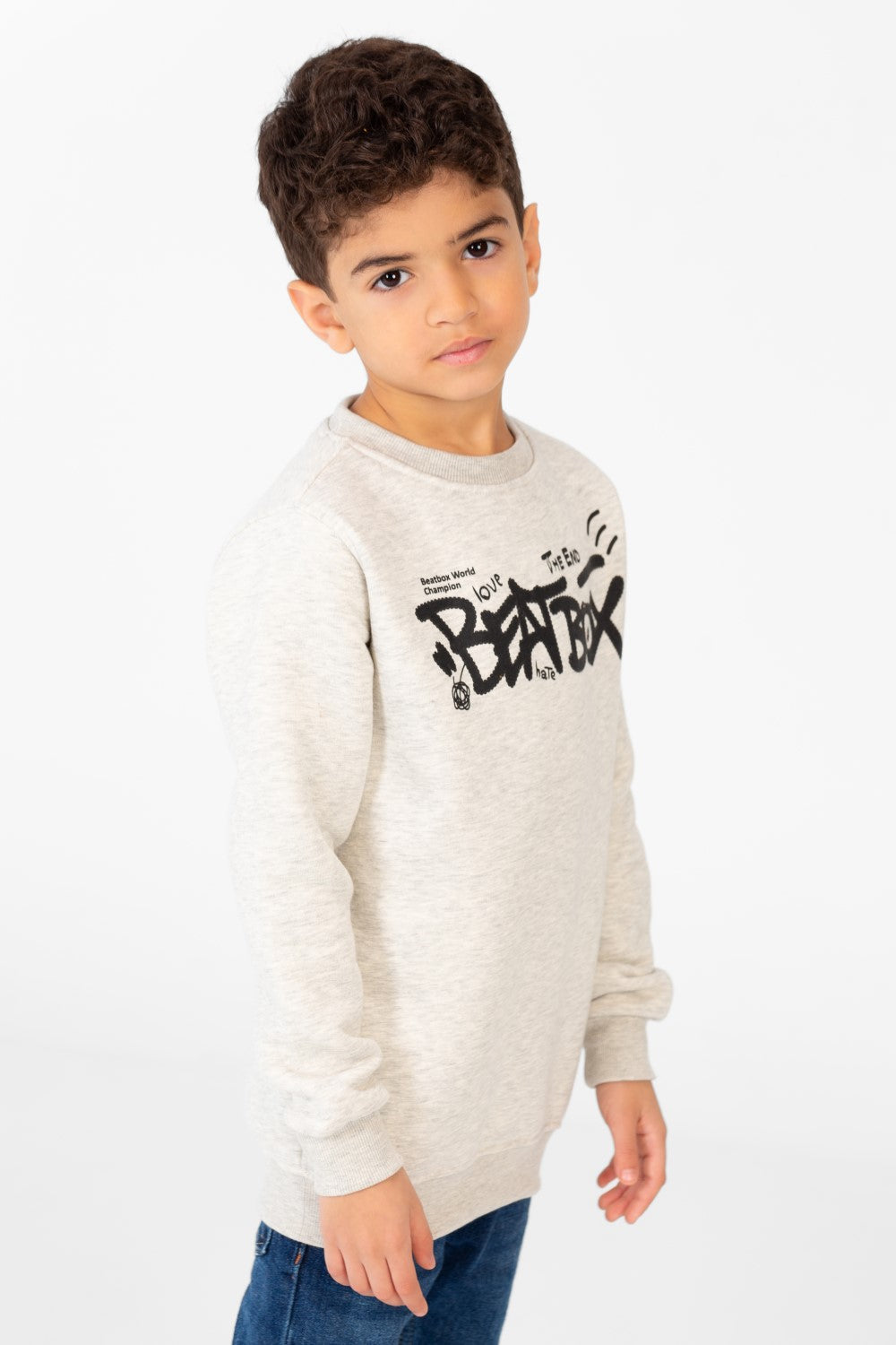 Boy's Printed Sweatshirt With Round Neck And Long Sleeves