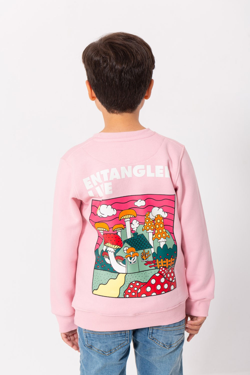 Boy's Rounded Neck Padded With Unqiue Modern Front & Back Design Sweatshirt