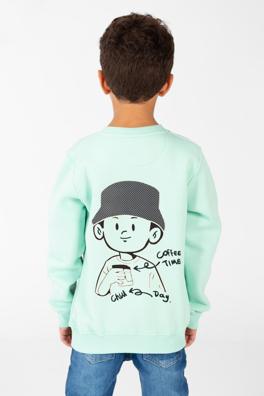 Boy's Sweatshirt With Round Neck And Long Sleeves