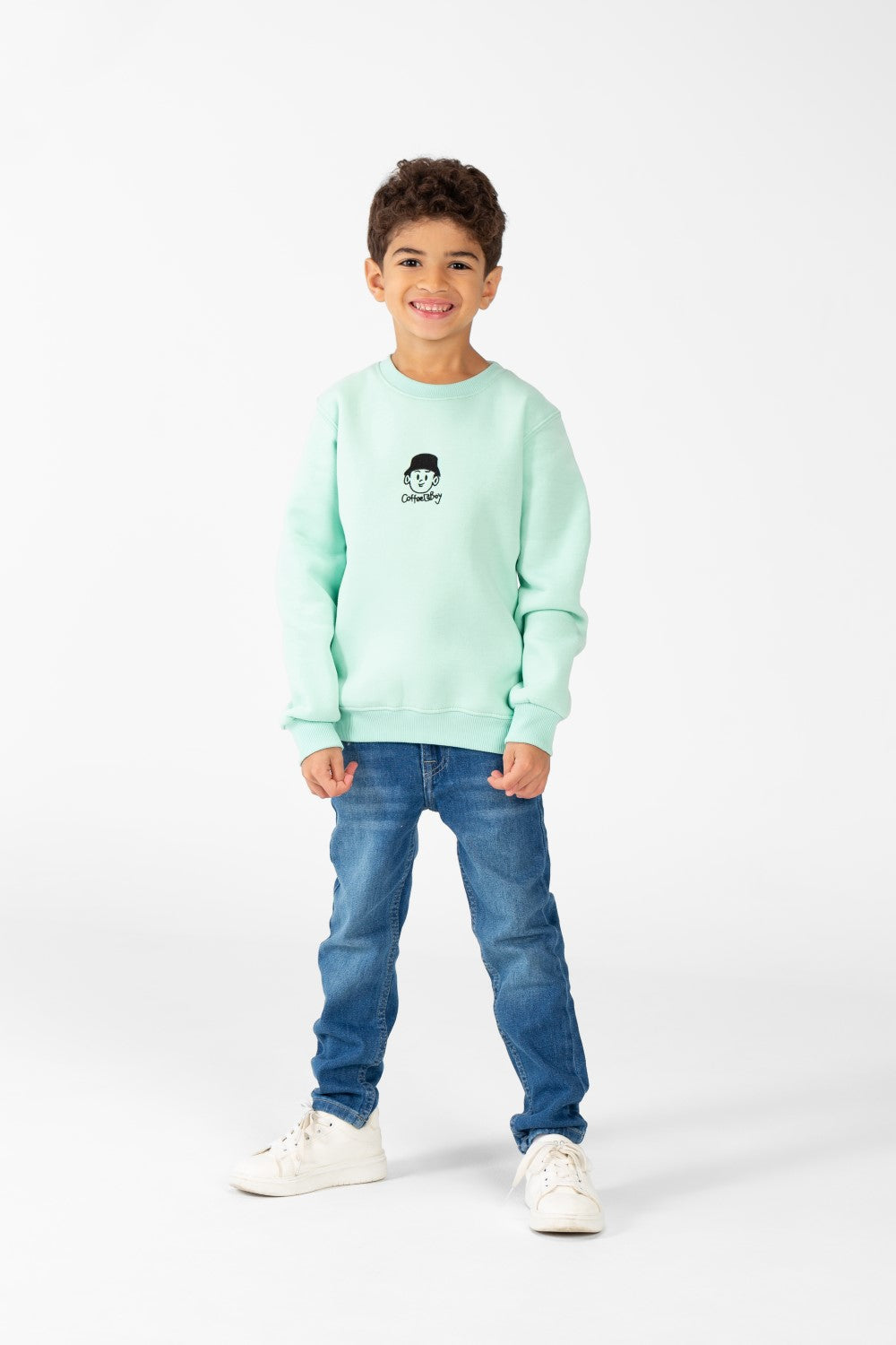 Boy's Sweatshirt With Round Neck And Long Sleeves