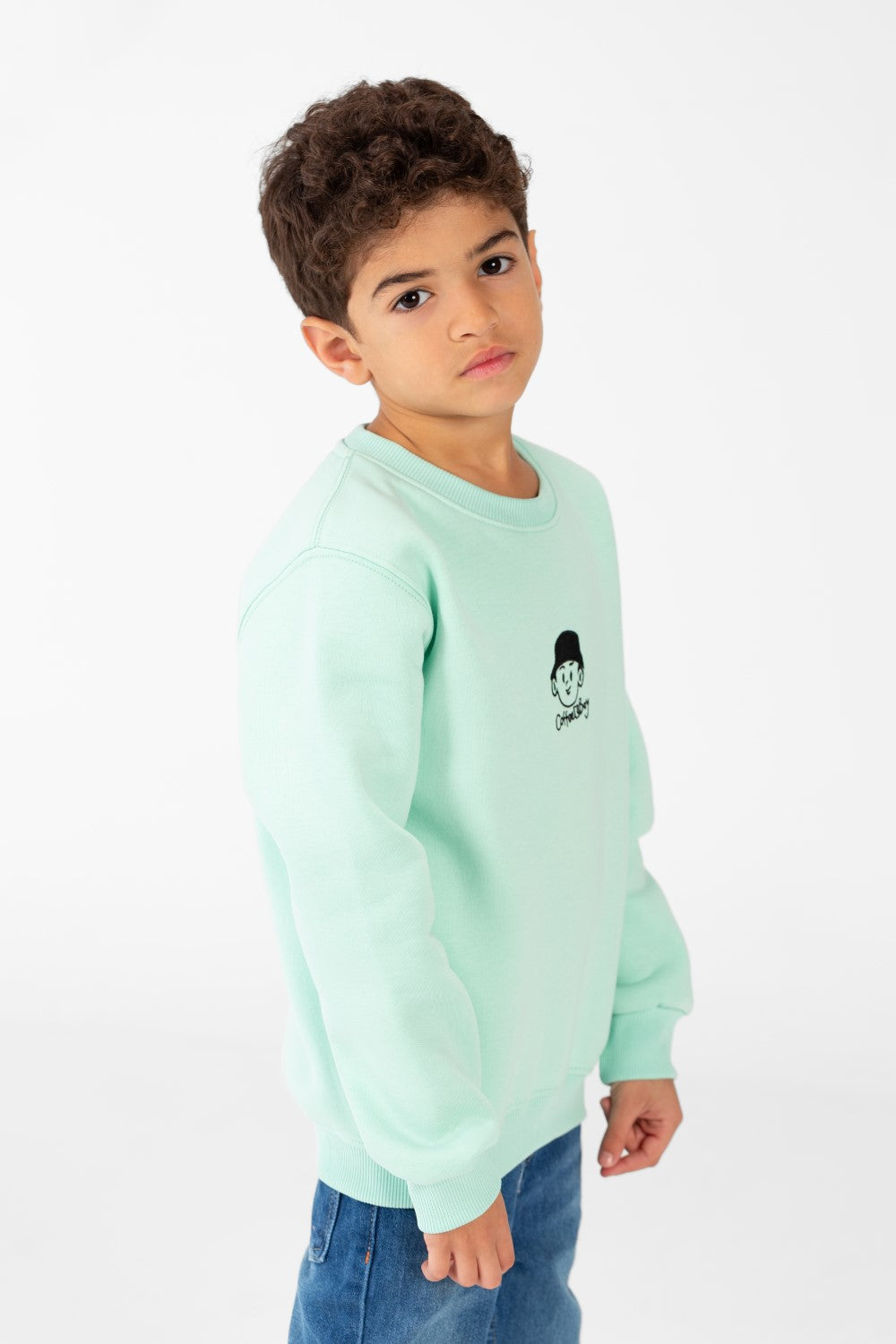 Boy's Sweatshirt With Round Neck And Long Sleeves