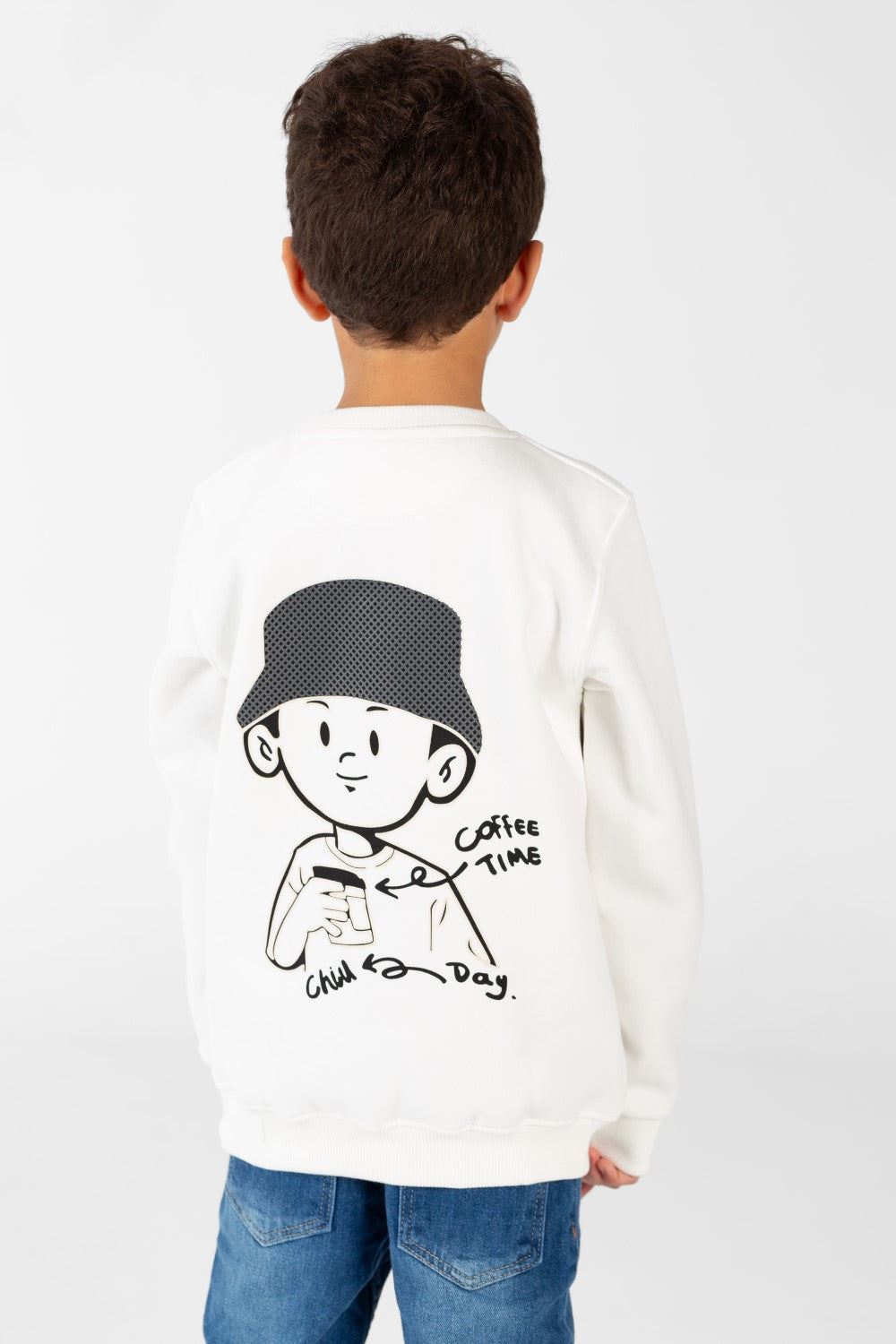 Boy's Sweatshirt With Round Neck And Long Sleeves