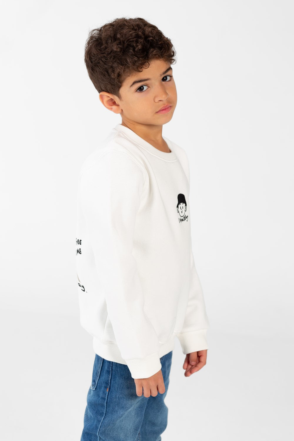 Boy's Sweatshirt With Round Neck And Long Sleeves