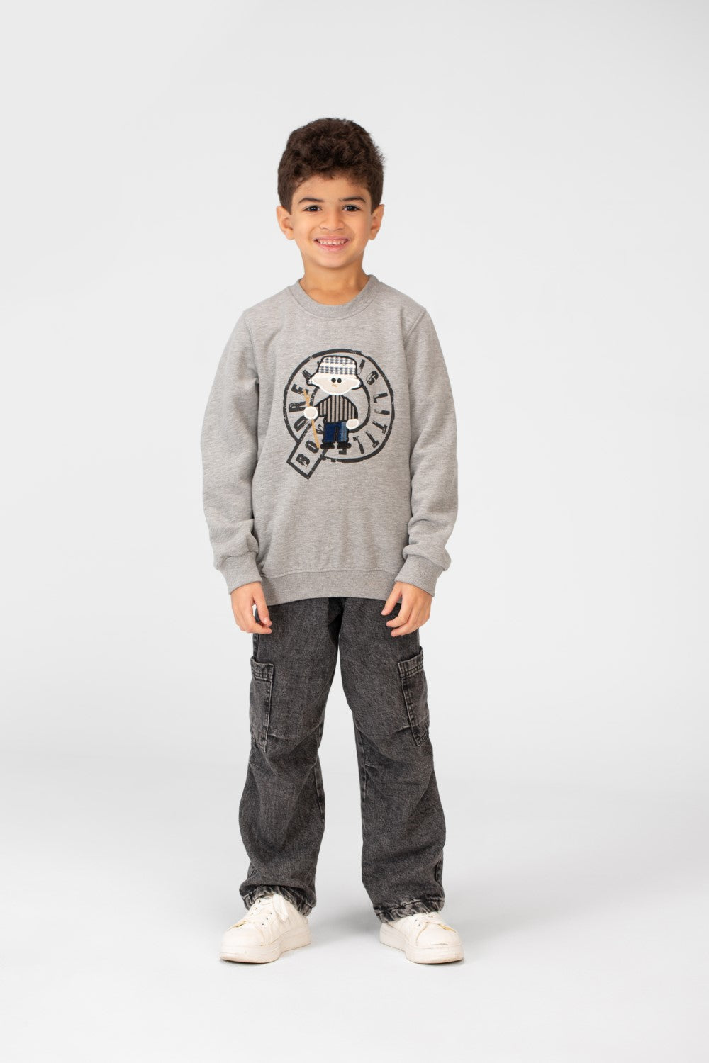 Boy's Round Neck With A Graphic Print On The Front Sweatshirt