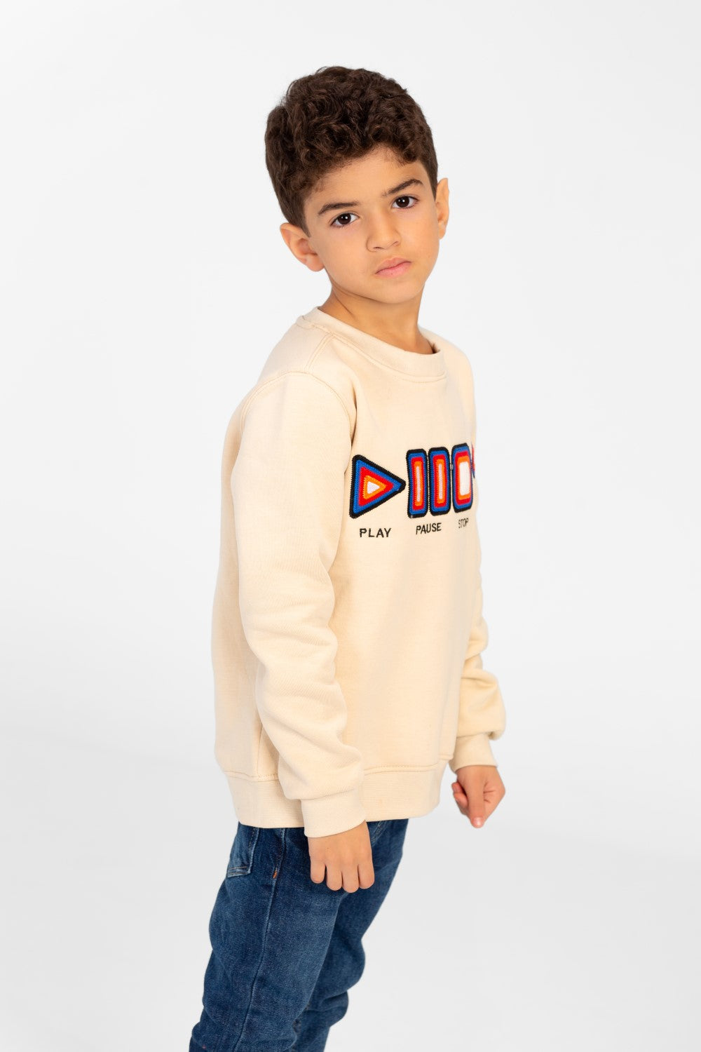 Boy's Round Neck Sweatshirt With A Print On The Front