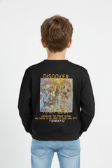 Boy's Oversized Sweatshirt With A Round Neck And Graphic Print On The Back