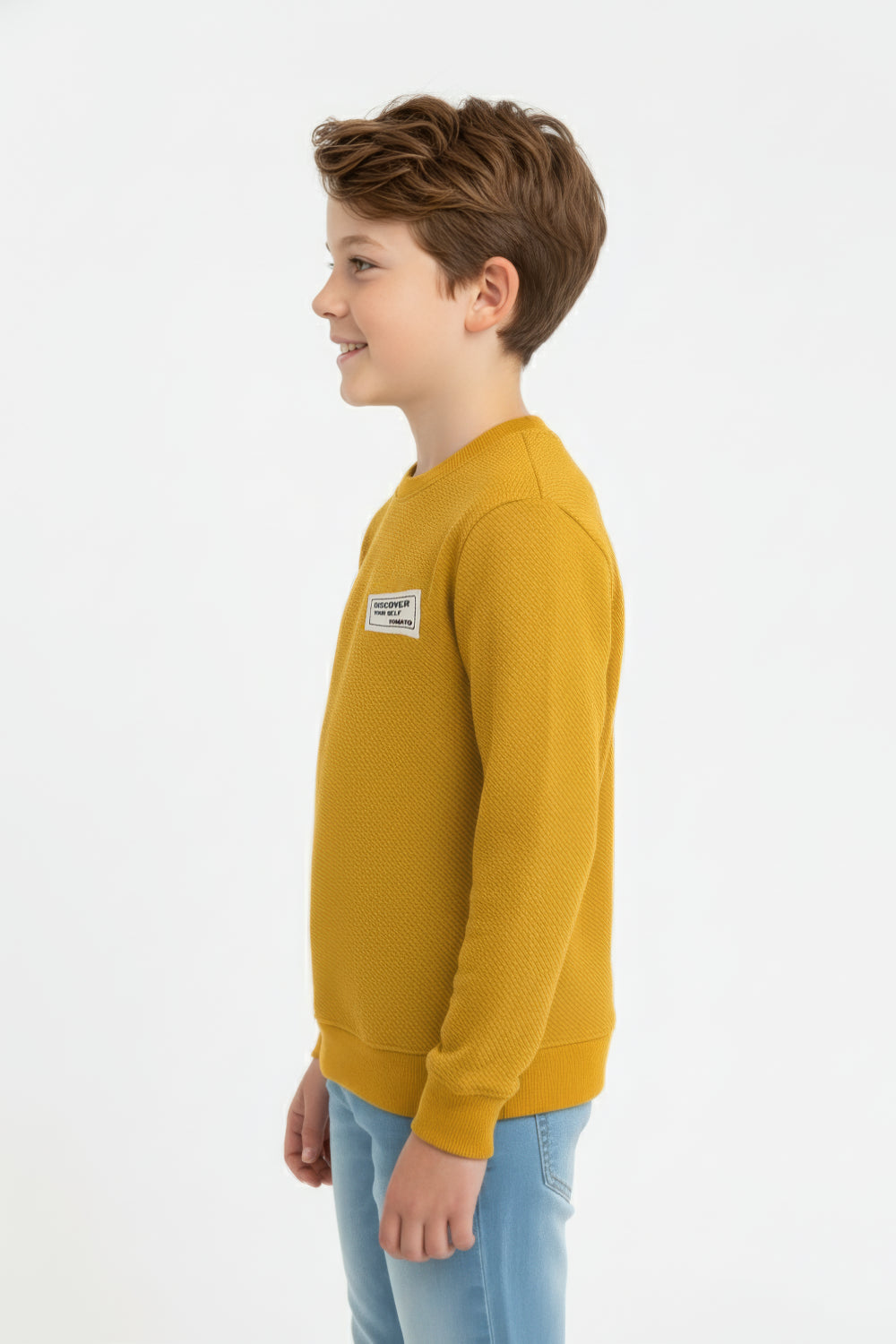 Boy's Oversized Sweatshirt With A Round Neck And Graphic Print On The Back