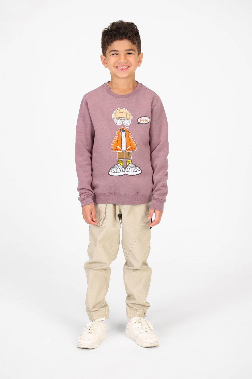 سويت شيرت برقبة دائرية مع طباعة جرافيكية على الأمام للأولاد