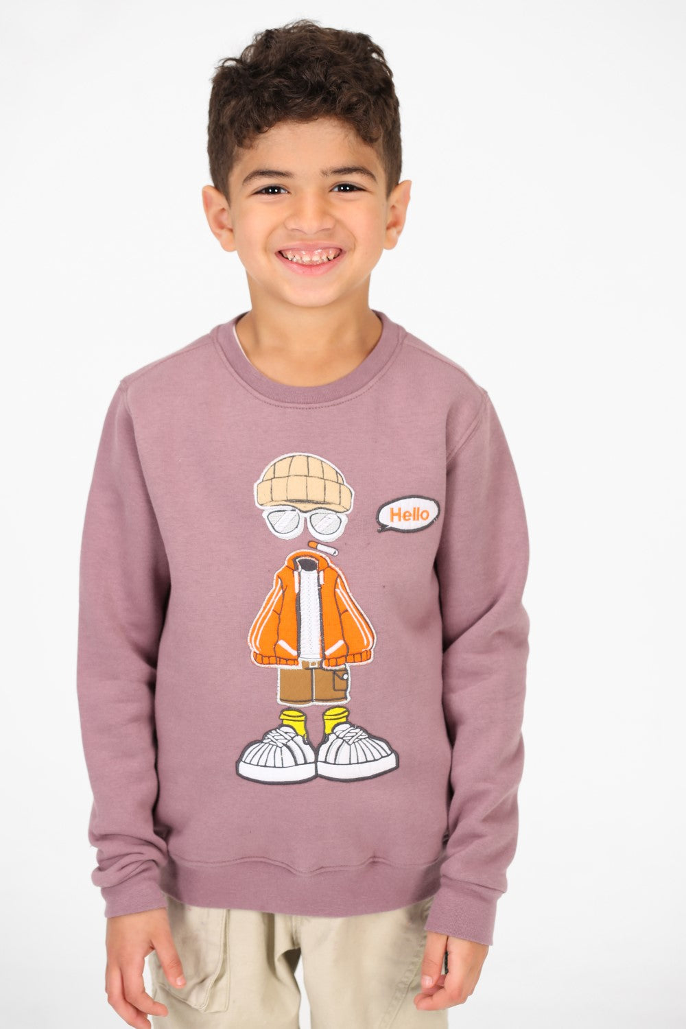 سويت شيرت برقبة دائرية مع طباعة جرافيكية على الأمام للأولاد