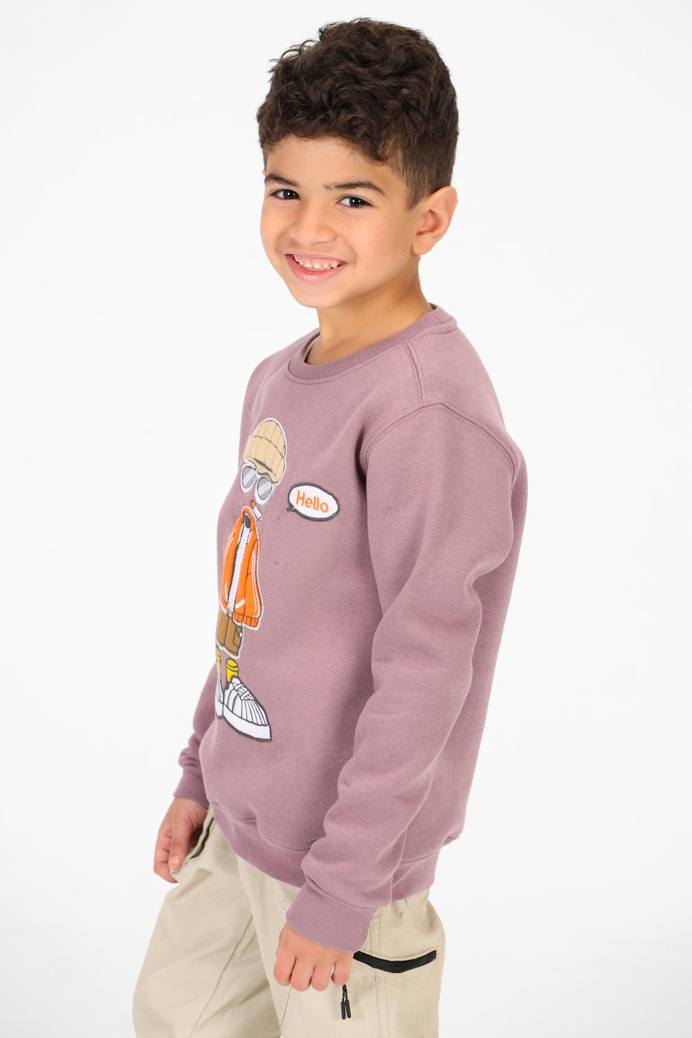 سويت شيرت برقبة دائرية مع طباعة جرافيكية على الأمام للأولاد