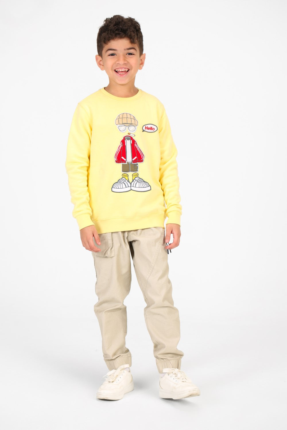 سويت شيرت برقبة دائرية مع طباعة جرافيكية على الأمام للأولاد