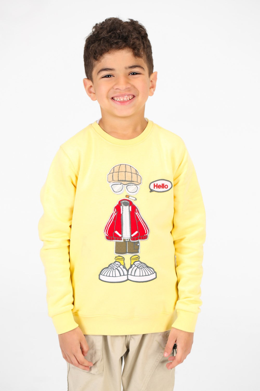 سويت شيرت برقبة دائرية مع طباعة جرافيكية على الأمام للأولاد