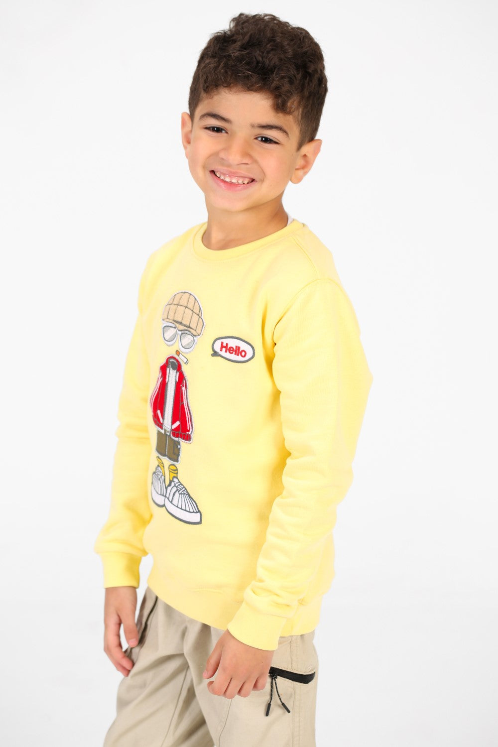 سويت شيرت برقبة دائرية مع طباعة جرافيكية على الأمام للأولاد