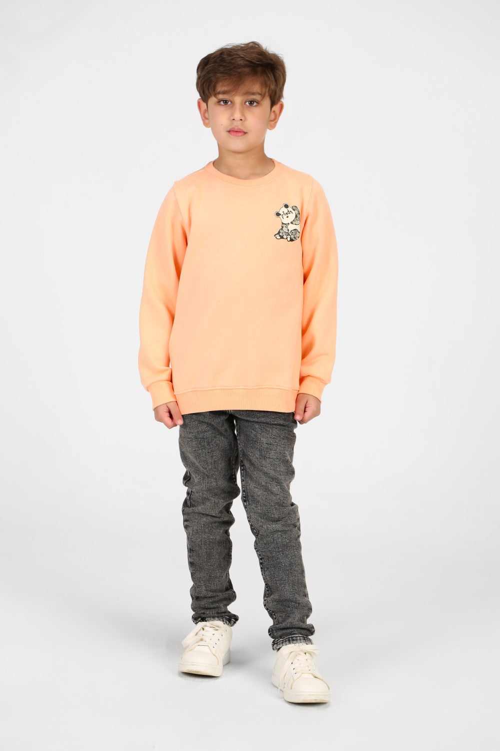 Boy's Crew Neck Panda Print Sweatshirt