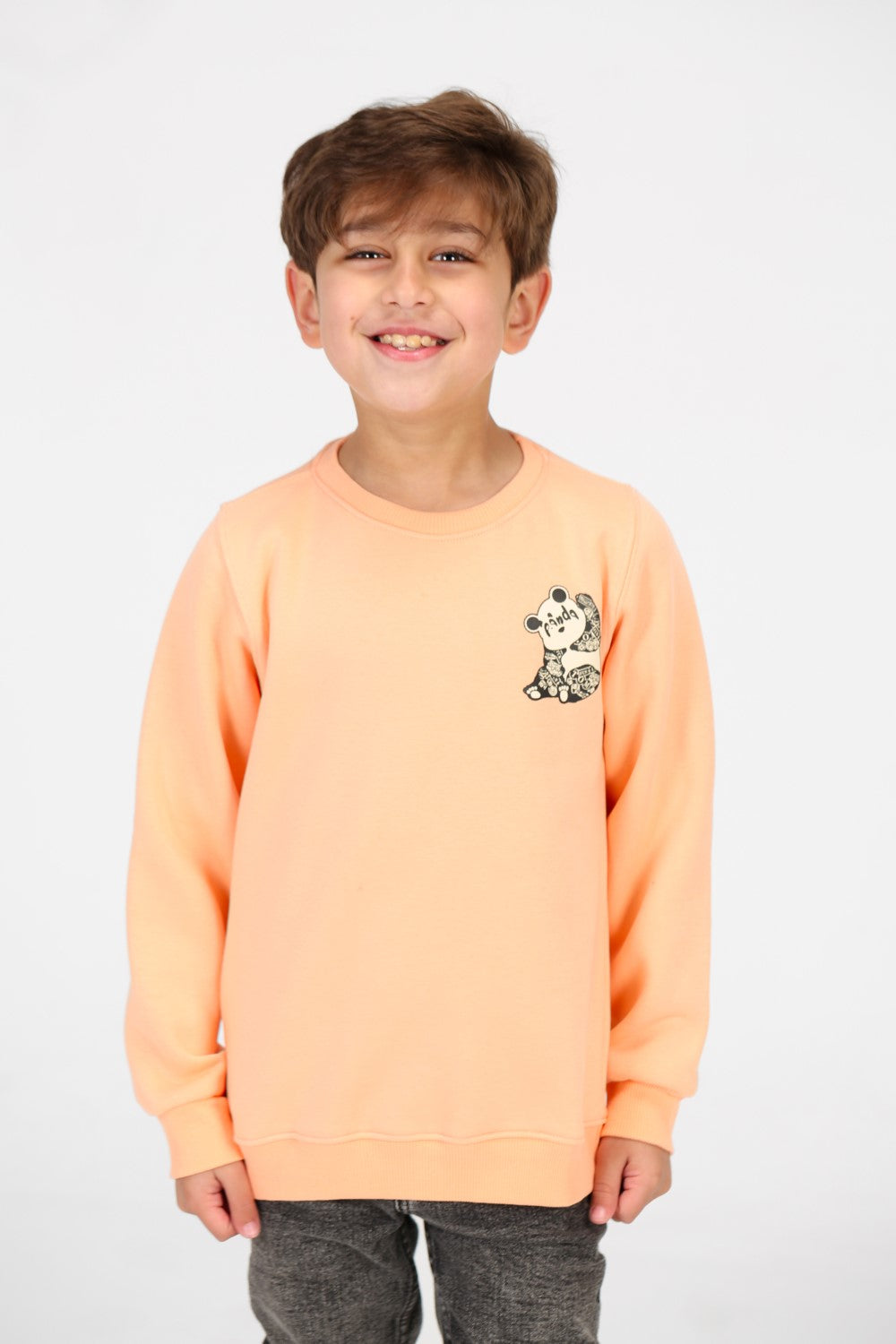 Boy's Crew Neck Panda Print Sweatshirt