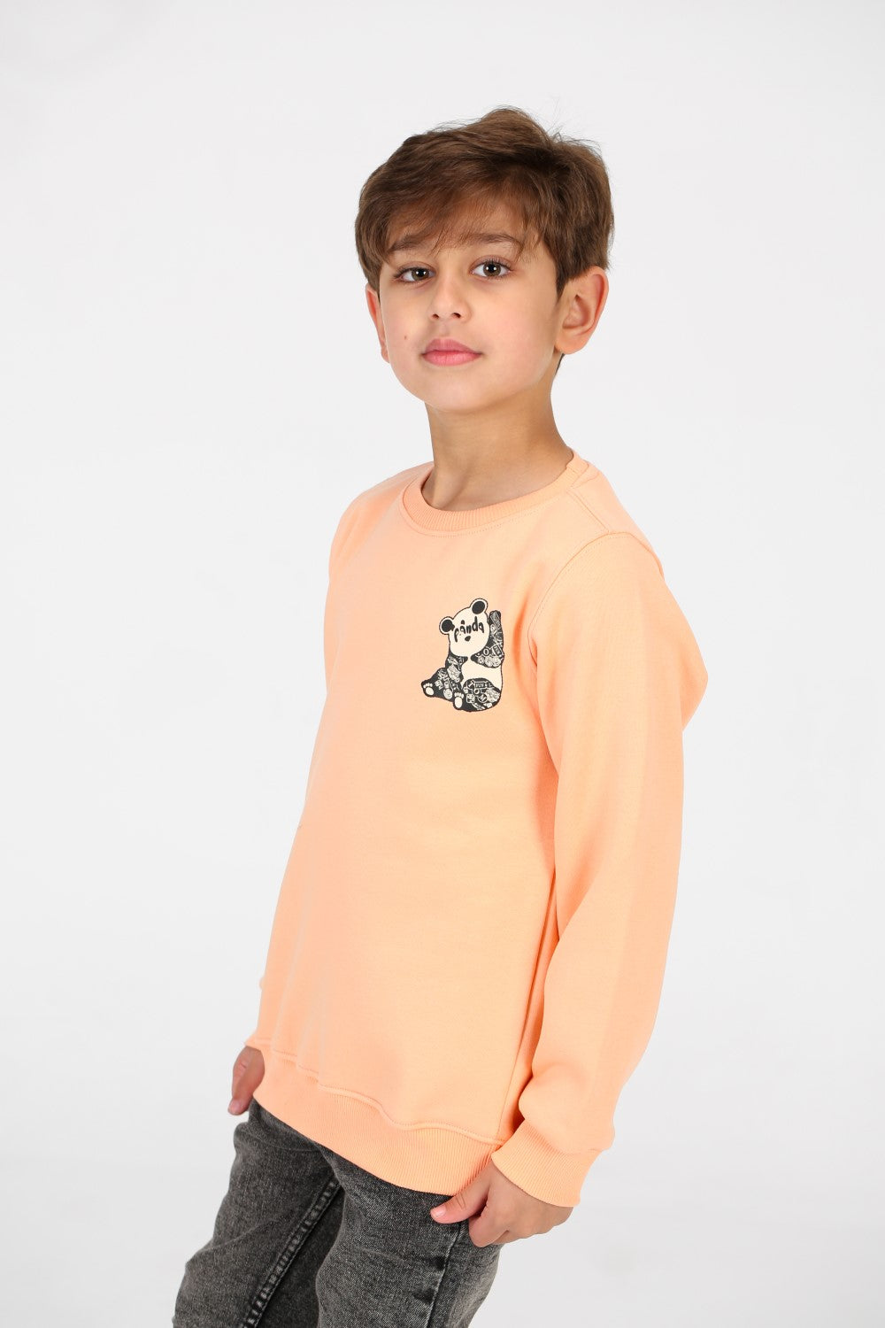 Boy's Crew Neck Panda Print Sweatshirt