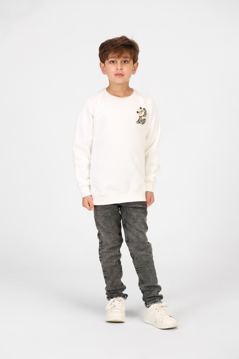 Boy's Crew Neck Panda Print Sweatshirt