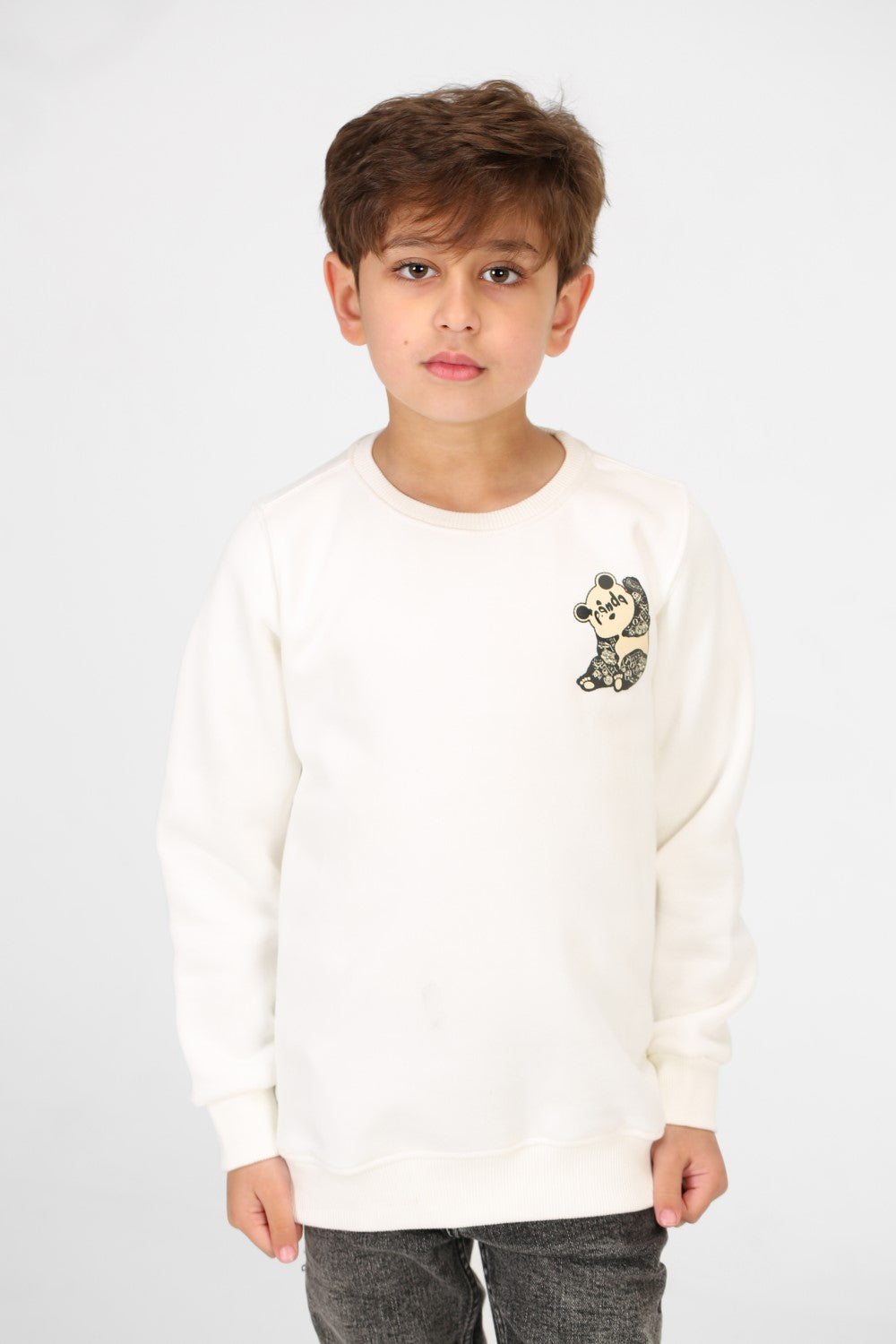 Boy's Crew Neck Panda Print Sweatshirt