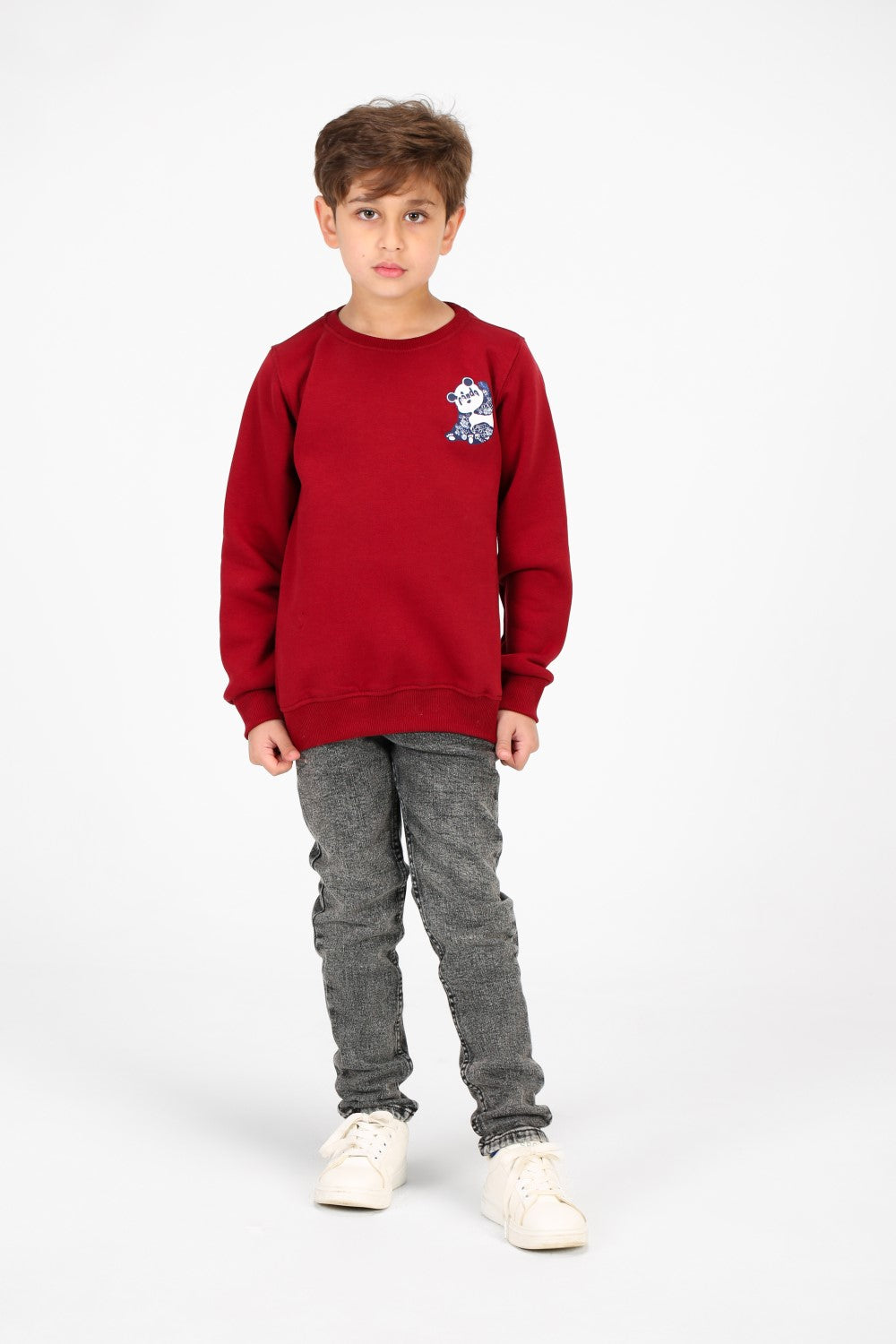 Boy's Crew Neck Panda Print Sweatshirt