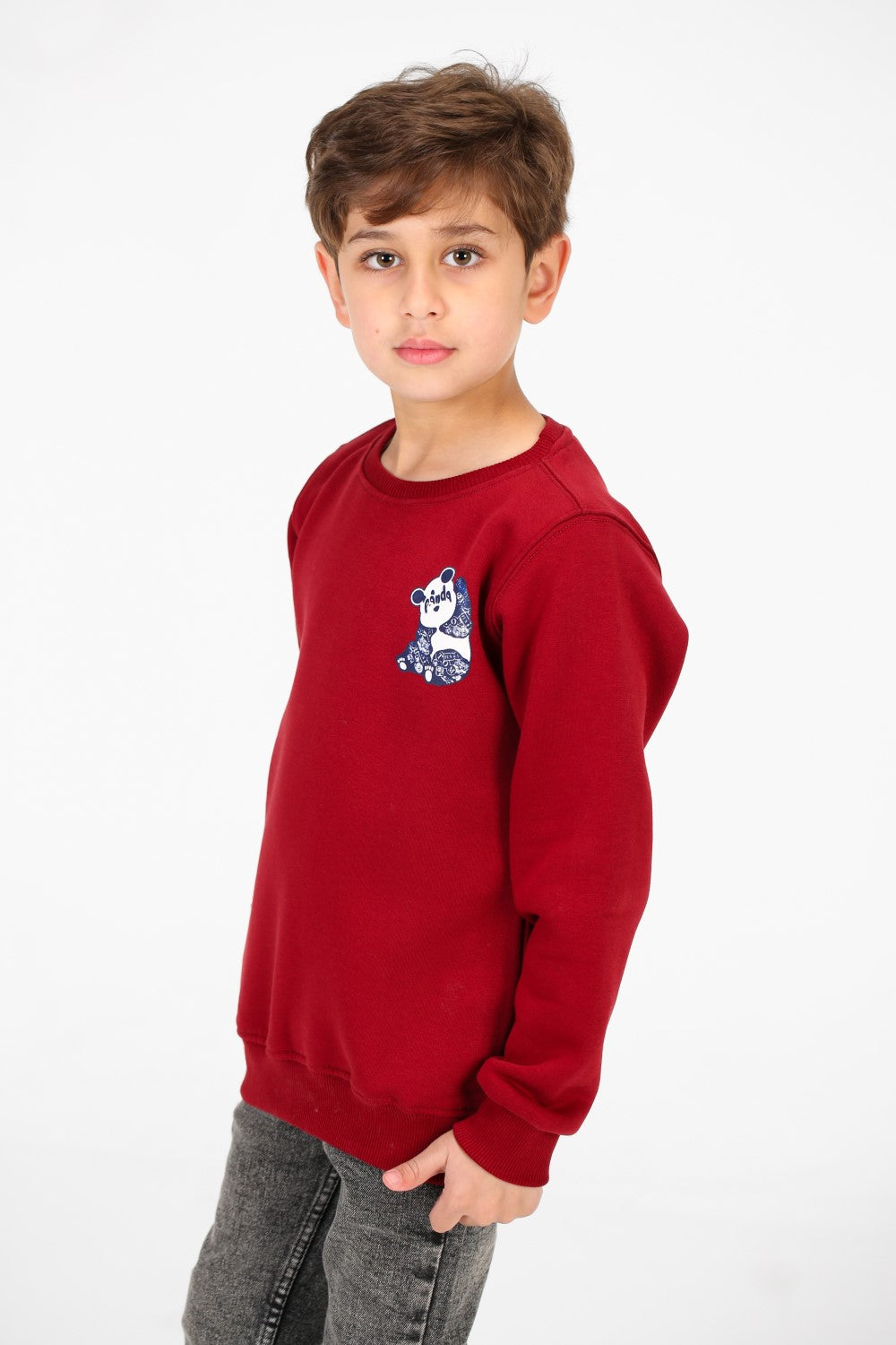 Boy's Crew Neck Panda Print Sweatshirt