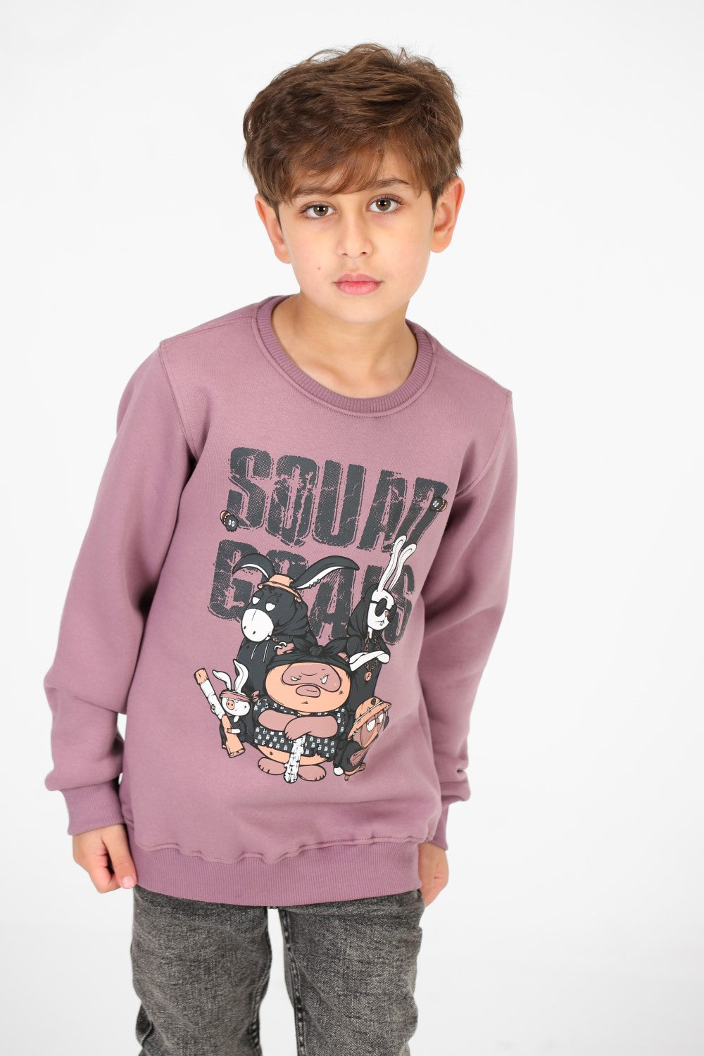 Boy's Round Neck Sweatshirt With Front Graphic Print