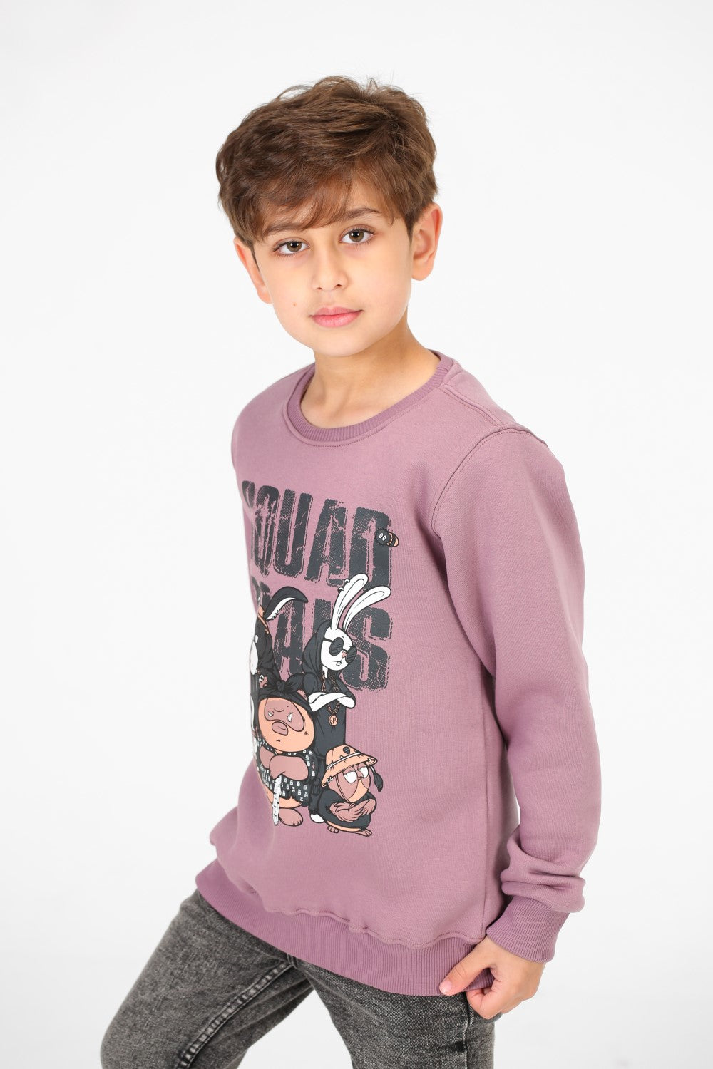 Boy's Round Neck Sweatshirt With Front Graphic Print