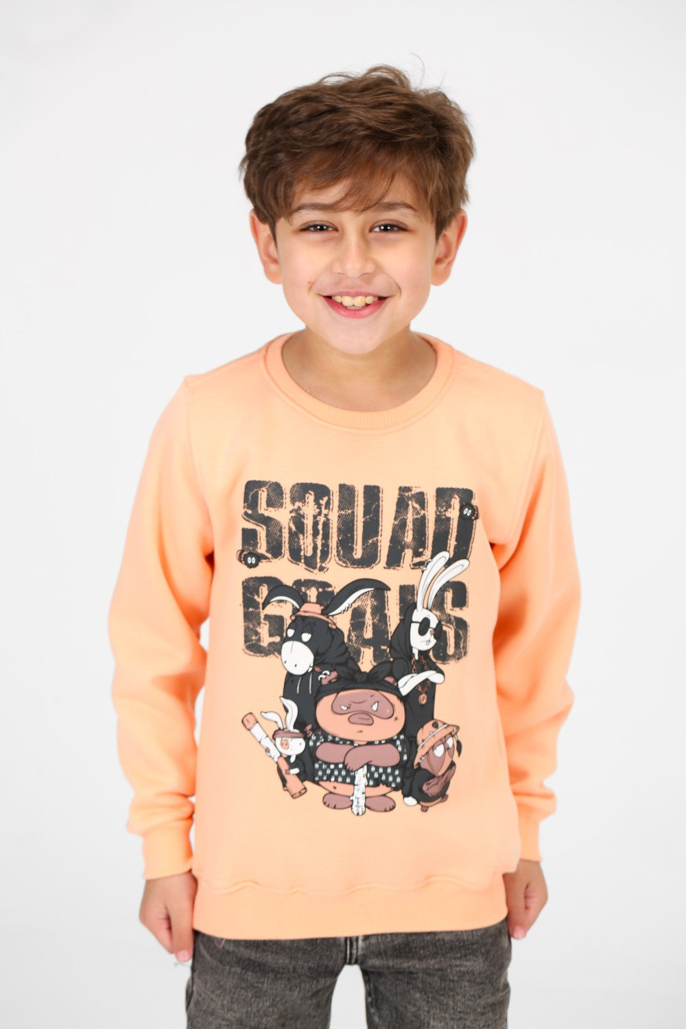Boy's Round Neck Sweatshirt With Front Graphic Print