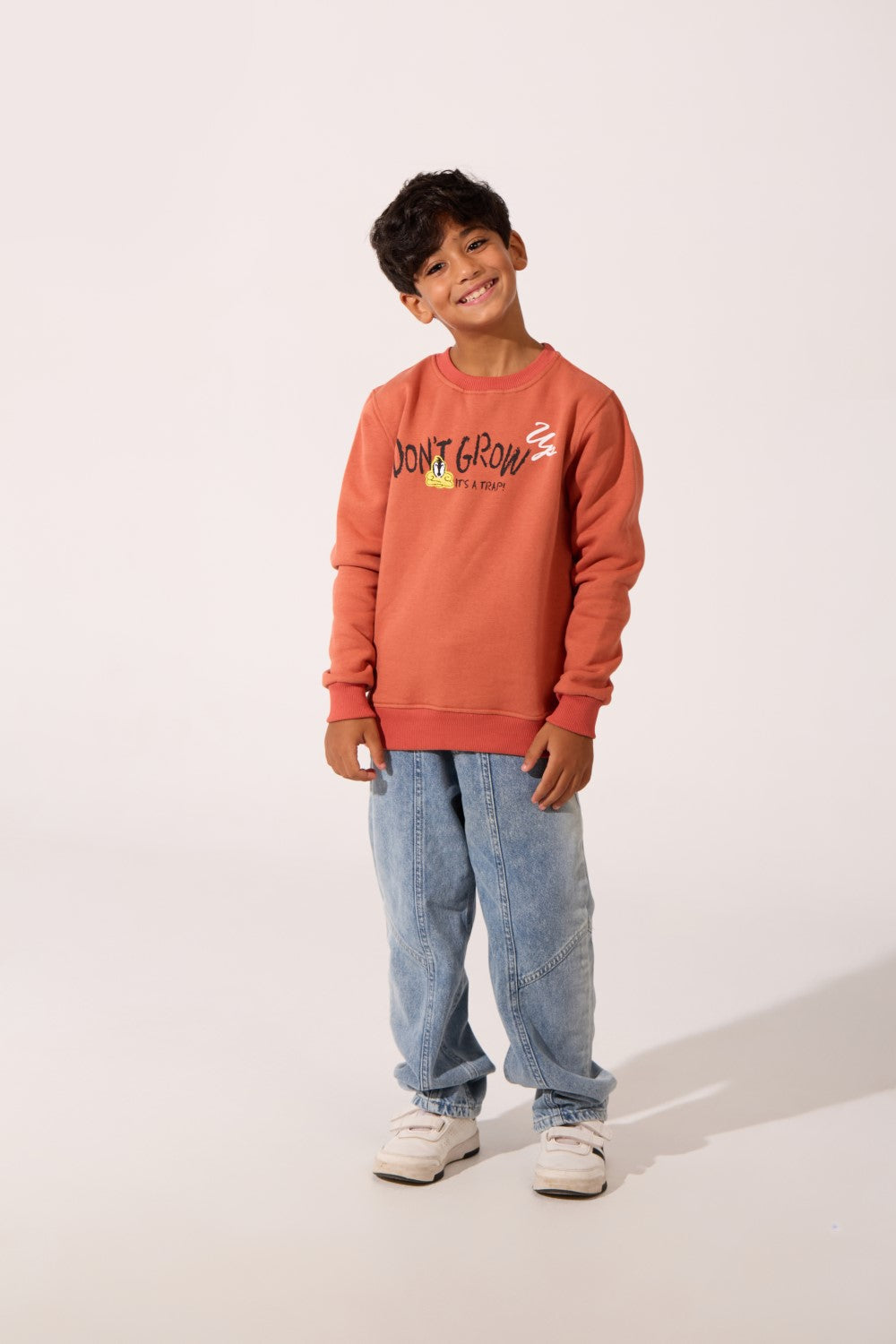 Boy's Milton Slim Fit Sweatshirt With A Round Neck And Front Text Print