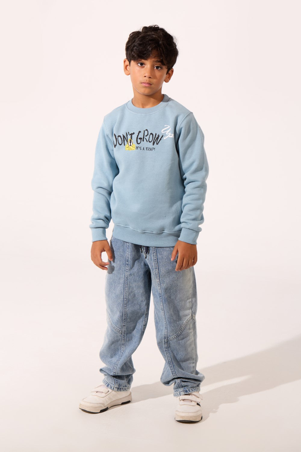 Boy's Milton Slim Fit Sweatshirt With A Round Neck And Front Text Print