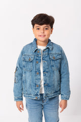 Boy's Casual Denim Slim Fit Jackets With Inside Fur