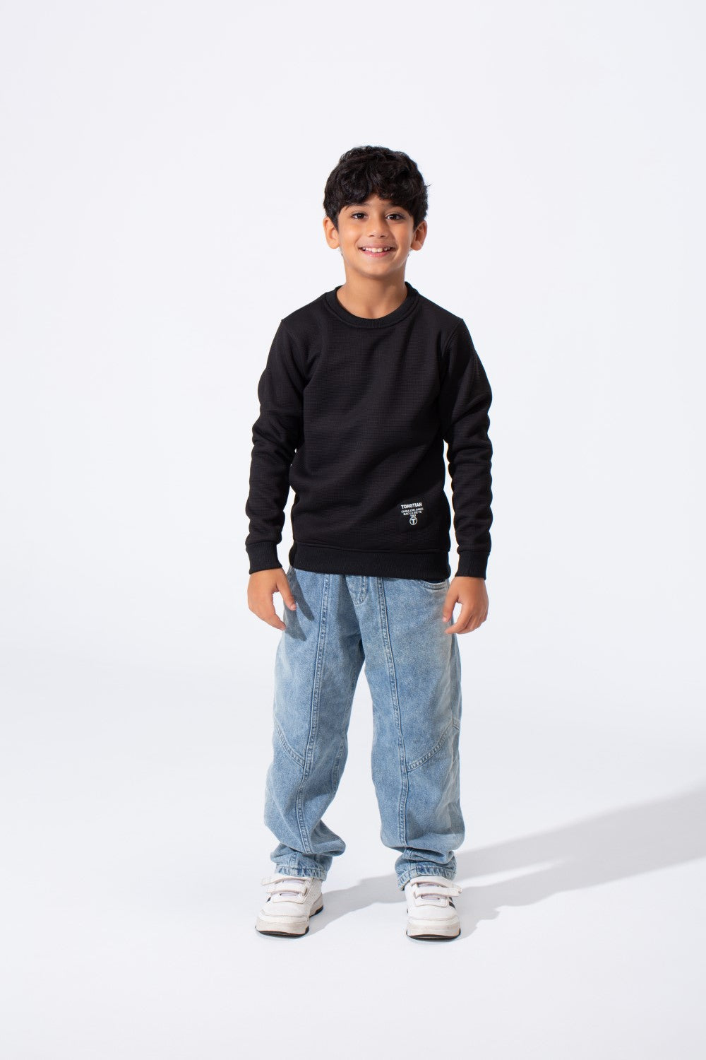 Boy's Tomato Basic Slim Fit Sweatshirt With Round Neck And Long Sleeves