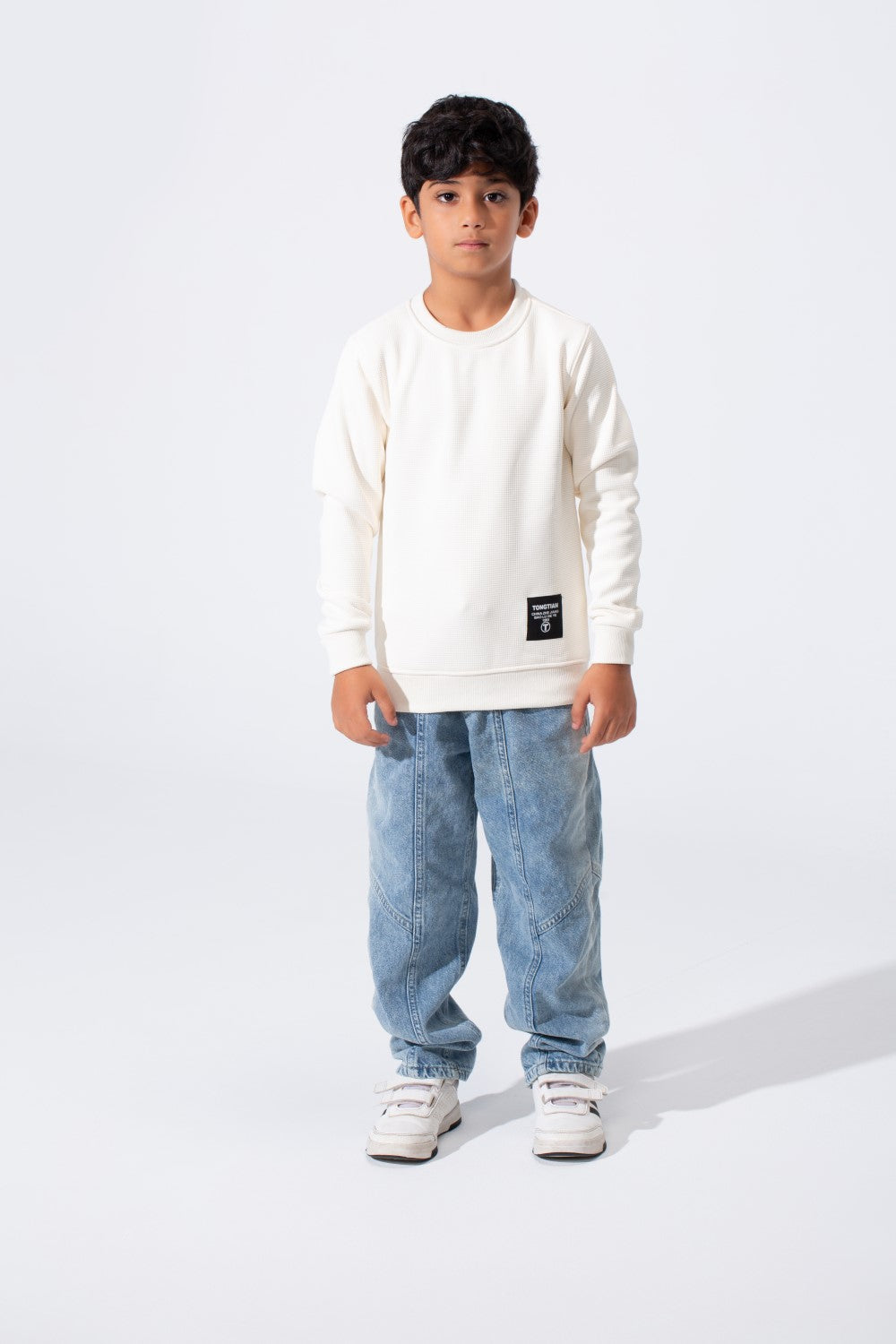 Boy's Tomato Basic Slim Fit Sweatshirt With Round Neck And Long Sleeves