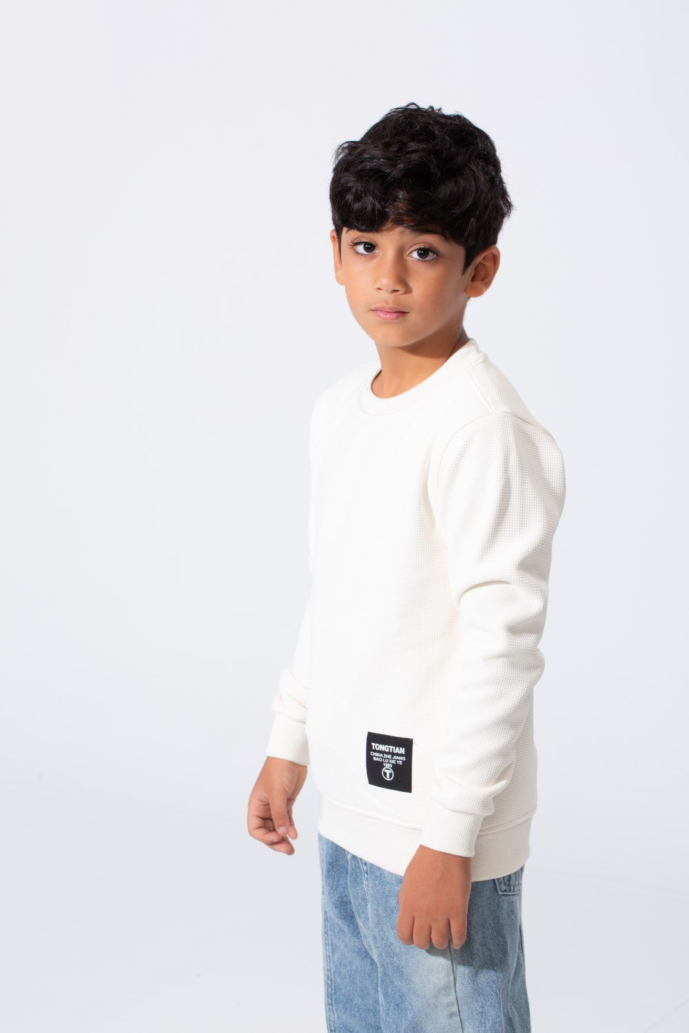 Boy's Tomato Basic Slim Fit Sweatshirt With Round Neck And Long Sleeves