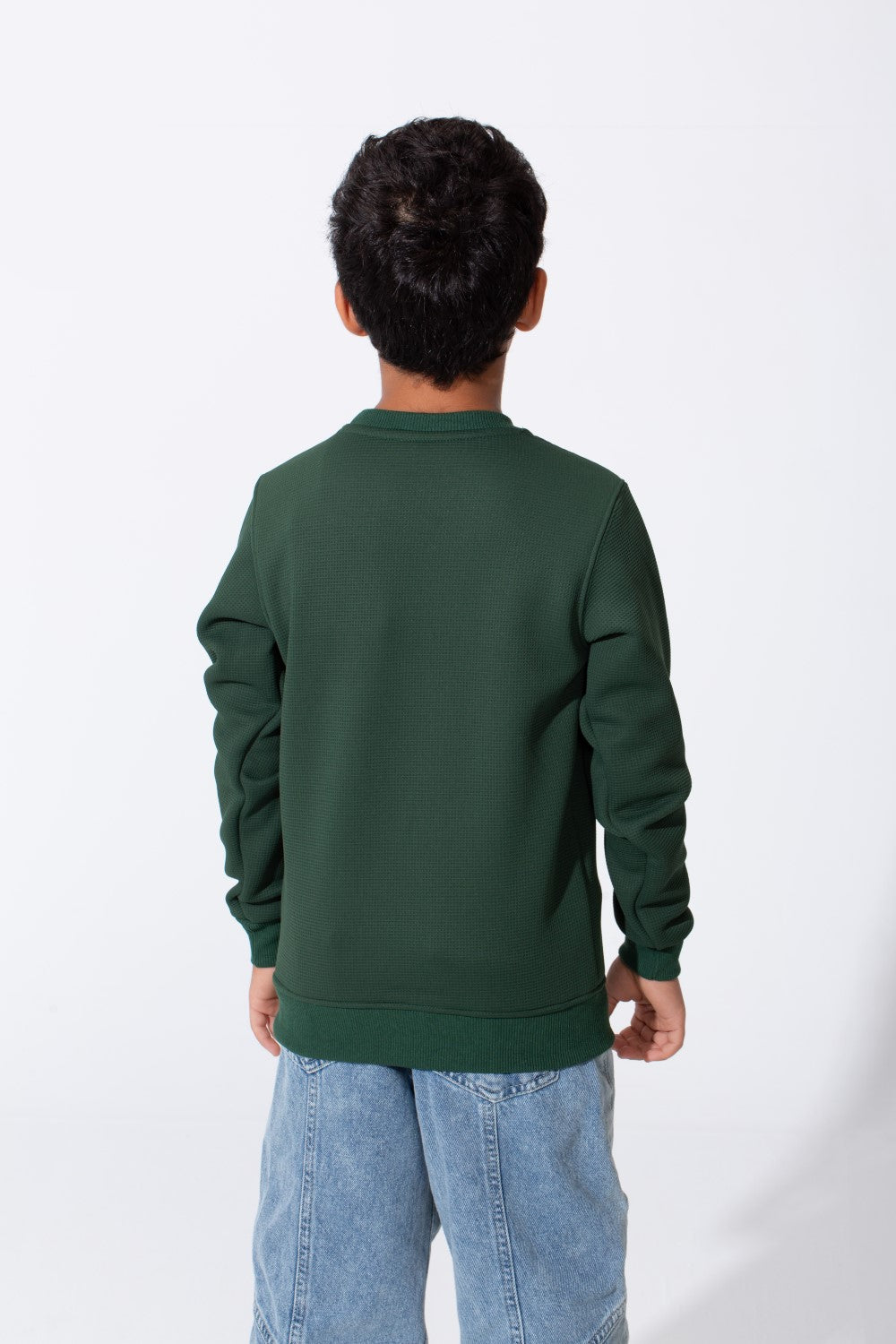 Boy's Tomato Basic Slim Fit Sweatshirt With Round Neck And Long Sleeves