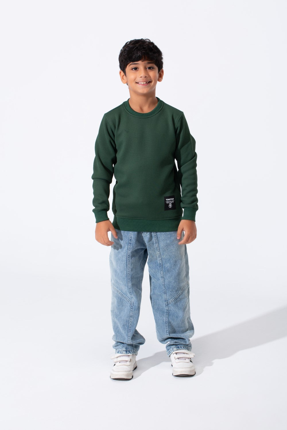 Boy's Tomato Basic Slim Fit Sweatshirt With Round Neck And Long Sleeves