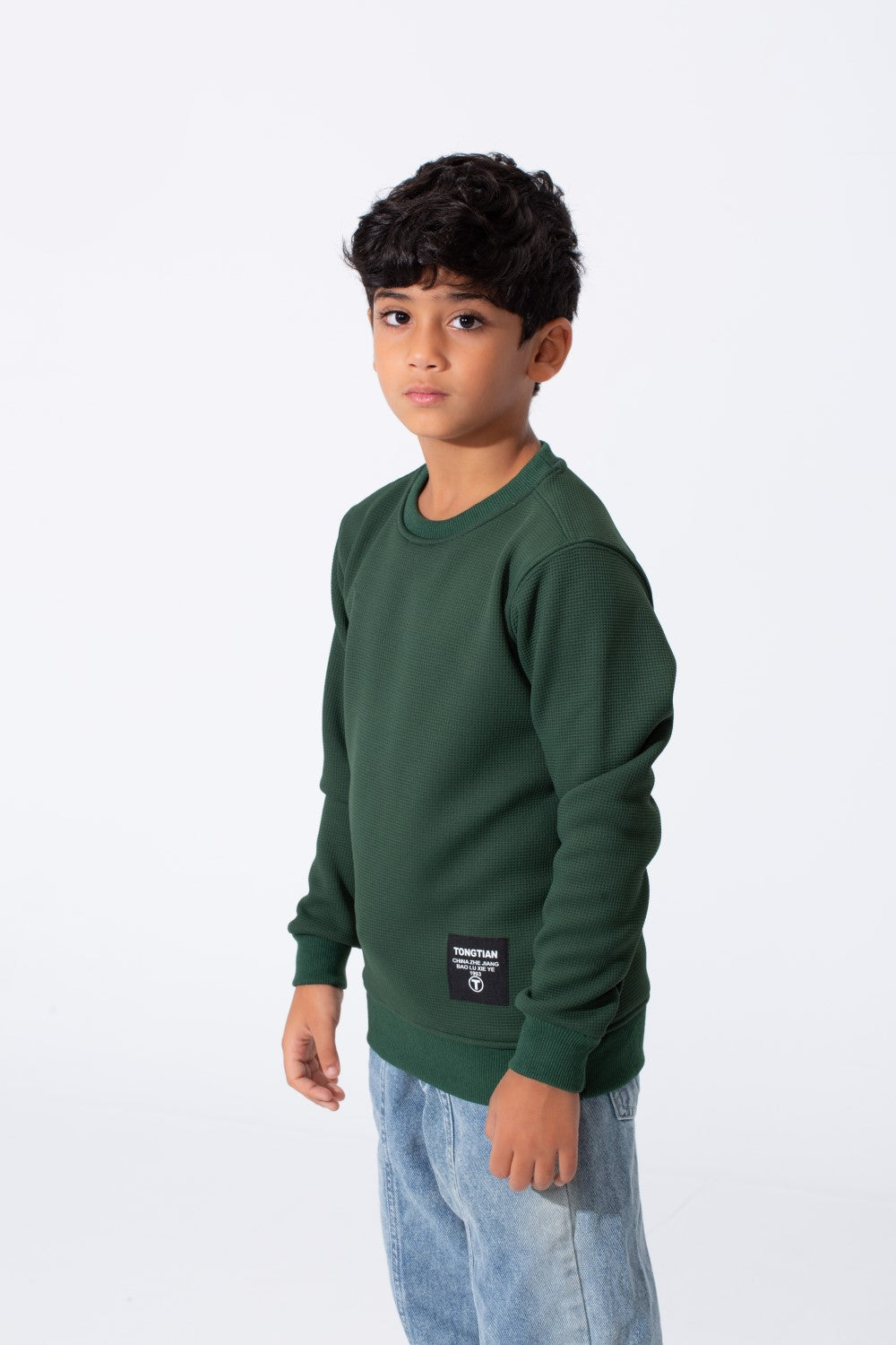 Boy's Tomato Basic Slim Fit Sweatshirt With Round Neck And Long Sleeves