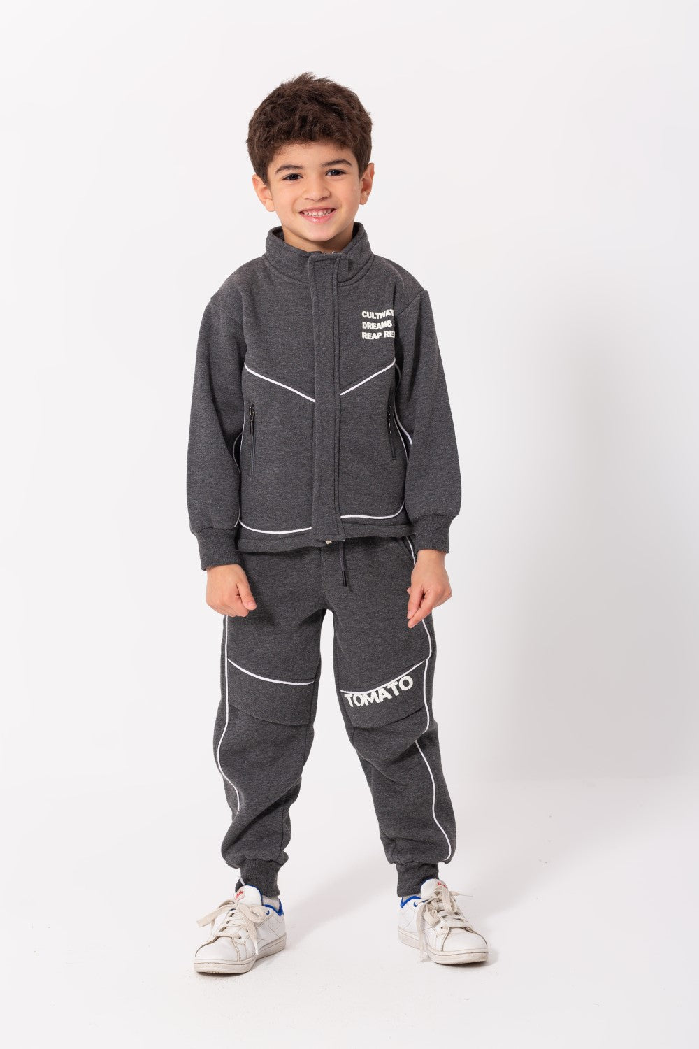 Boy's Padded Front & Back Printed Made Of Melton Training Suit