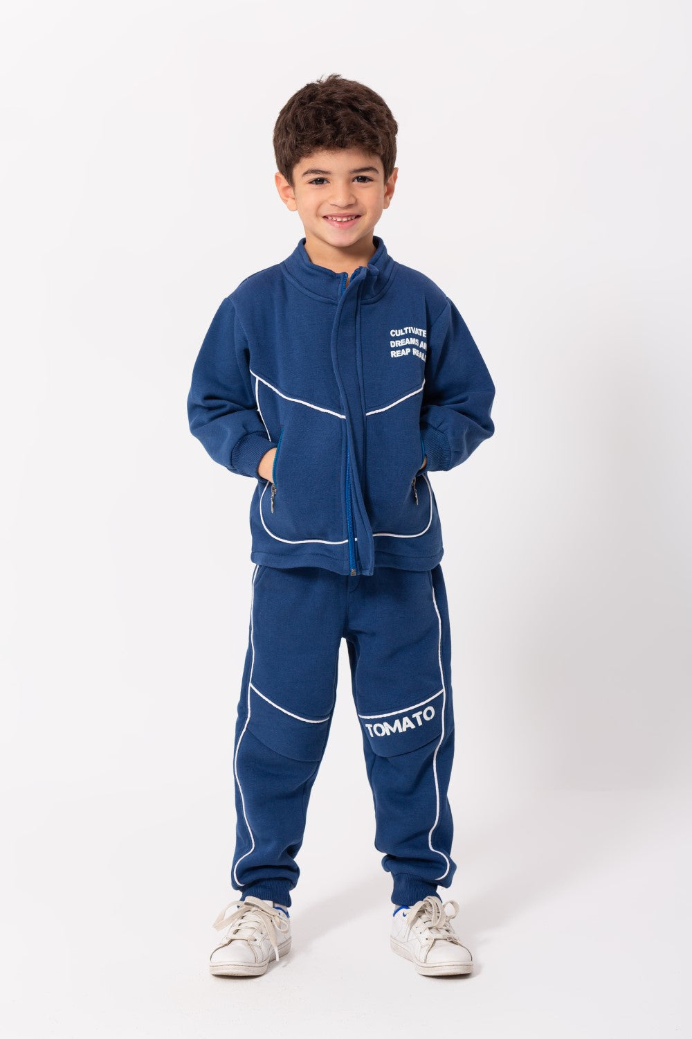 Boy's Padded Front & Back Printed Made Of Melton Training Suit