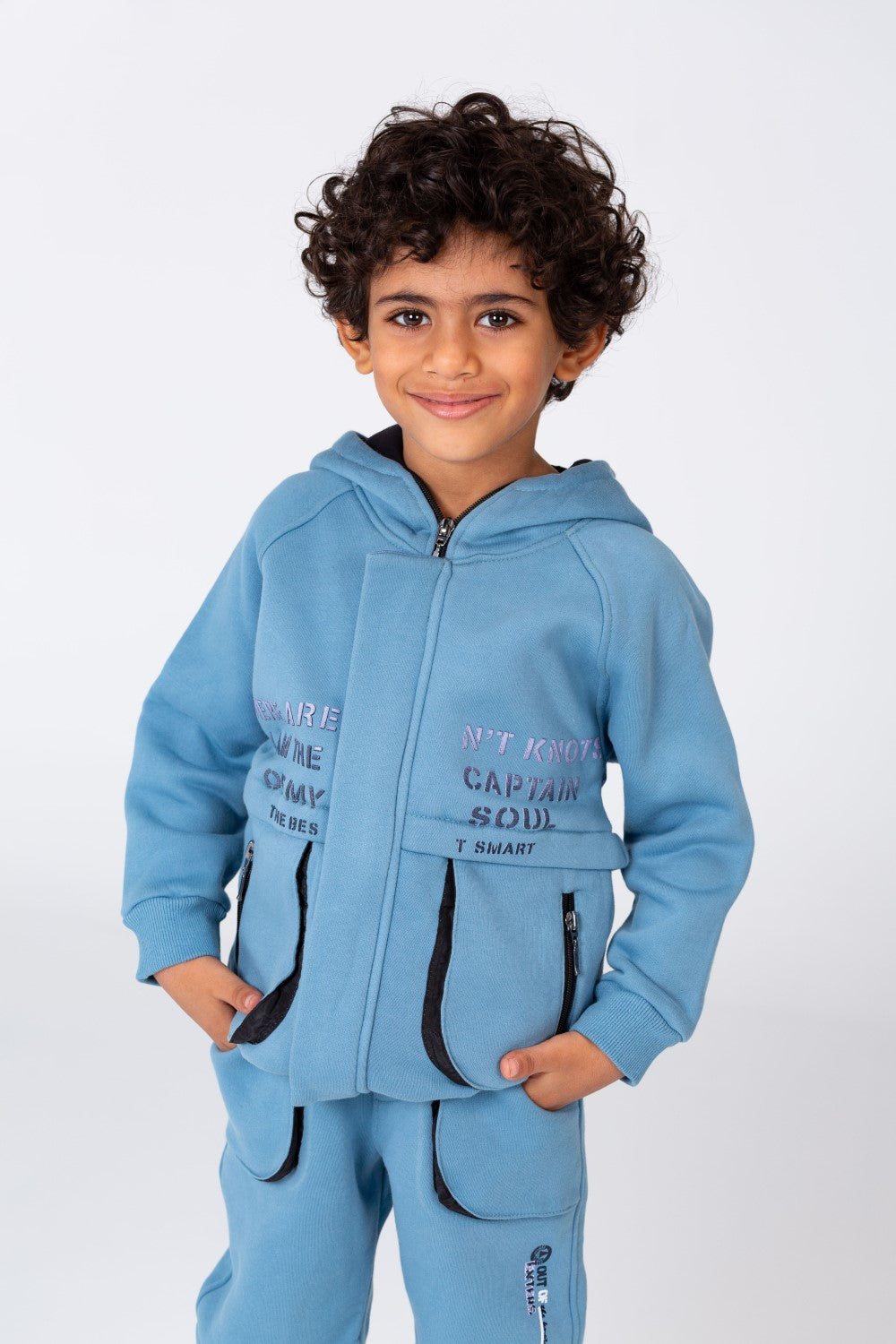 Boy's Padded Front & Sleeves Printed Made Of Comfort Melton Training With Front Pockets
