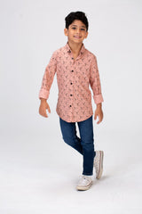 Boys Jakar Shirt With Long Sleeves And Printed Poplin Material