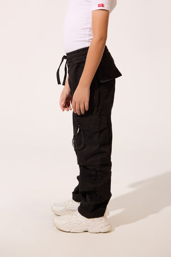Boy's Wide Leg Gabardine Sherwal Pants With Modern Side Pockets