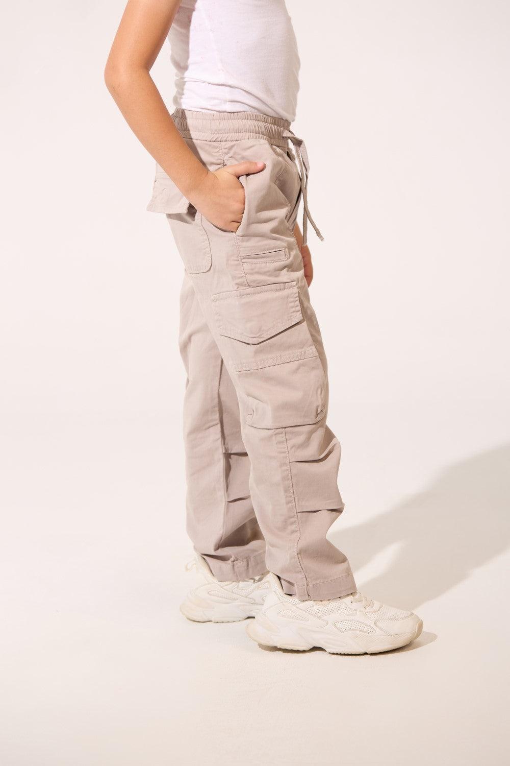 Boy's Wide Leg Gabardine Sherwal Pants With Modern Side Pockets