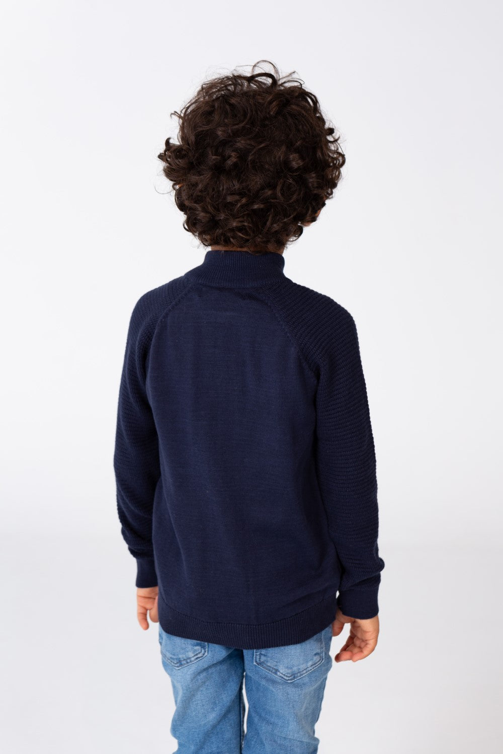 Boy's Pullover With Front Zipper And Long Sleeves