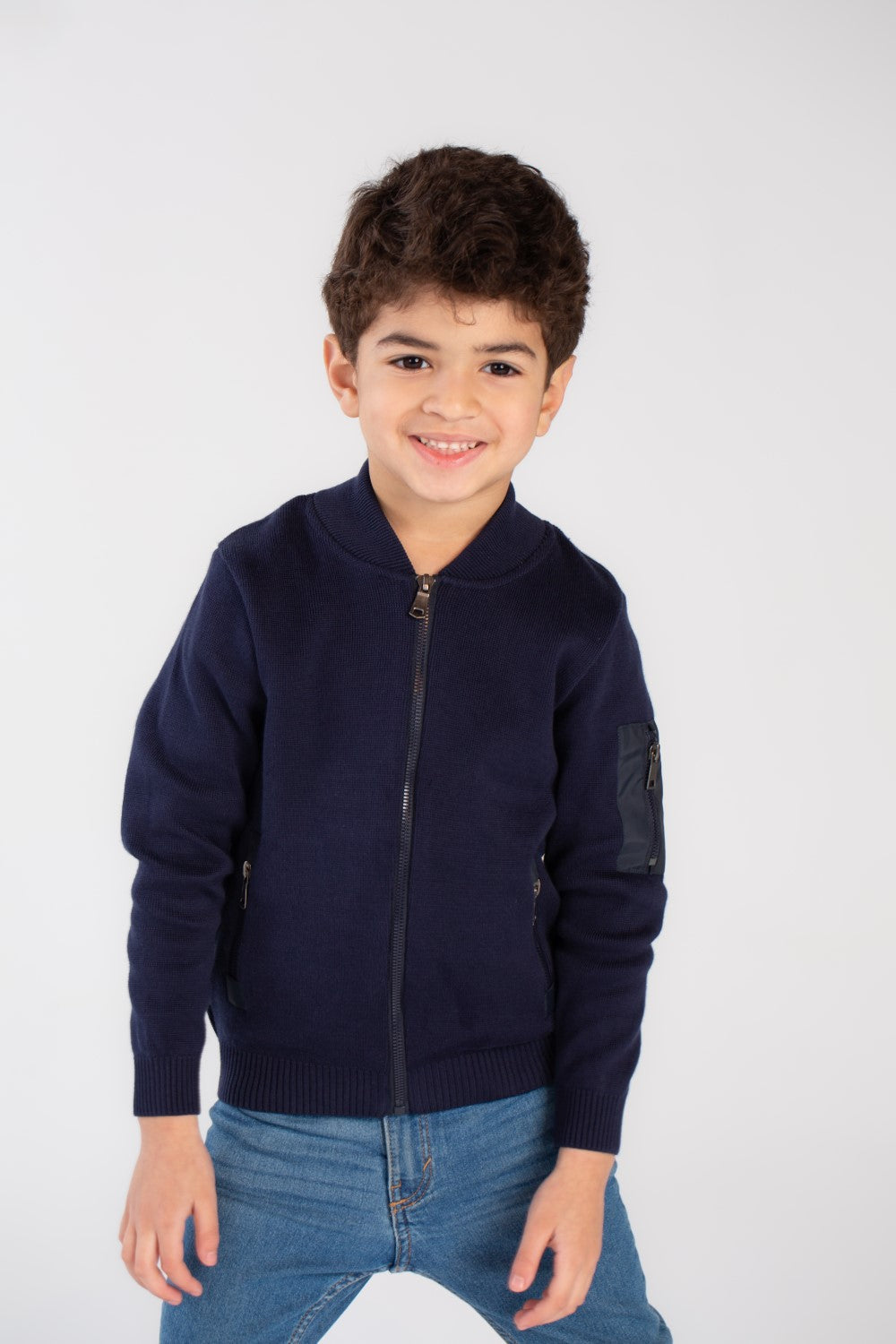 Boy's Slim Fit Full Zipper Padded Basic Wool Pullover With Unique Style