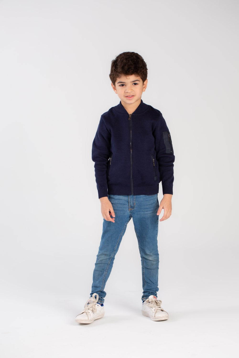 Boy's Slim Fit Full Zipper Padded Basic Wool Pullover With Unique Style