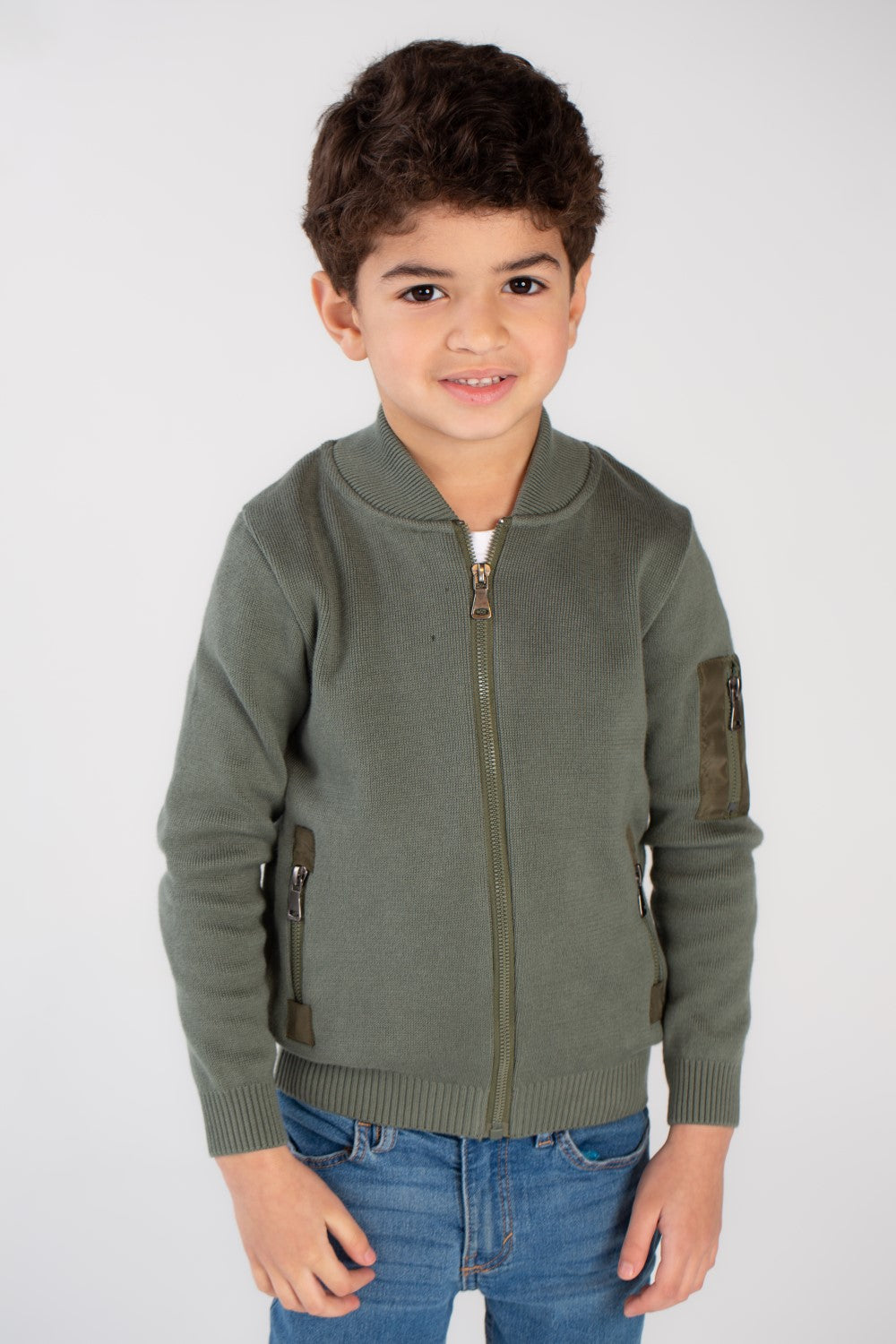 Boy's Slim Fit Full Zipper Padded Basic Wool Pullover With Unique Style