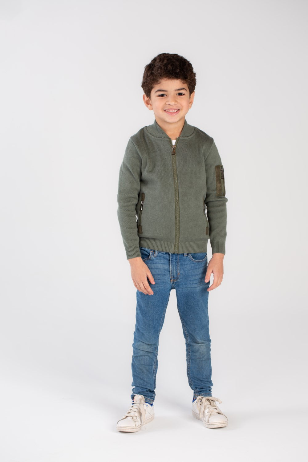 Boy's Slim Fit Full Zipper Padded Basic Wool Pullover With Unique Style