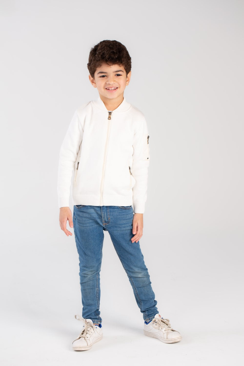 Boy's Slim Fit Full Zipper Padded Basic Wool Pullover With Unique Style