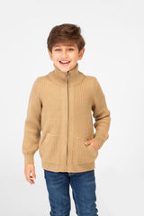 Boy's knit pullover with High Neck And Full Zip